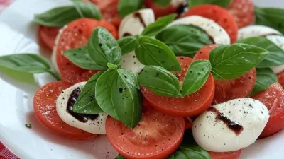 Salade Caprese classique avec glaçage balsamique