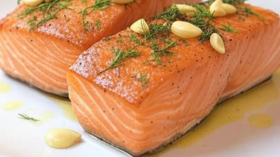 Saumon au four à l'ail et à l'aneth
