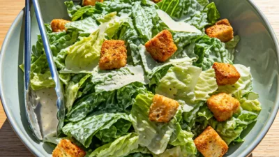 Receita clássica de salada Caesar com molho caseiro