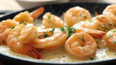 Garlic Butter Shrimp with Cream Sauce