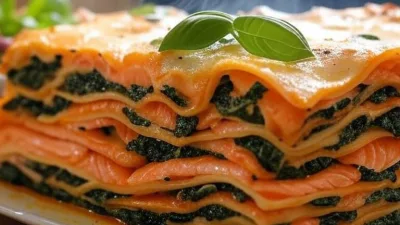 Lasagnes saines au saumon et épinards