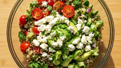 Sunn quinoa-salat med avokado og feta