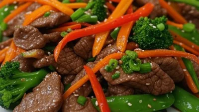 Schnelles und einfaches Rindfleisch-Gemüse-Wokgericht