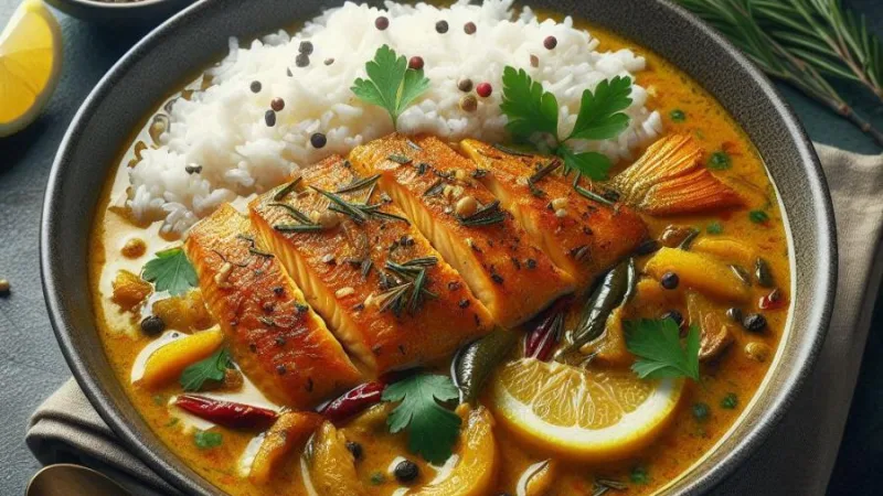 Curry de poisson avec du riz