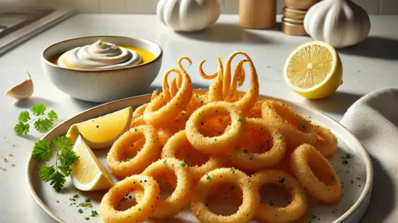 Calamars frits croustillants avec sauce