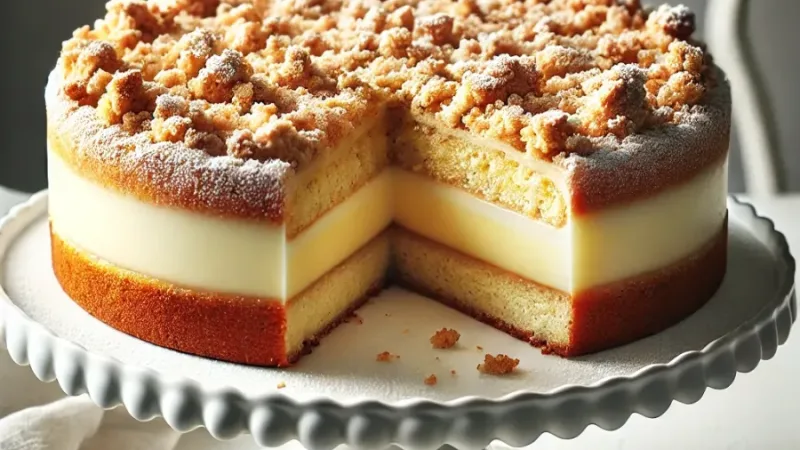 German Streusel Cake with Pudding