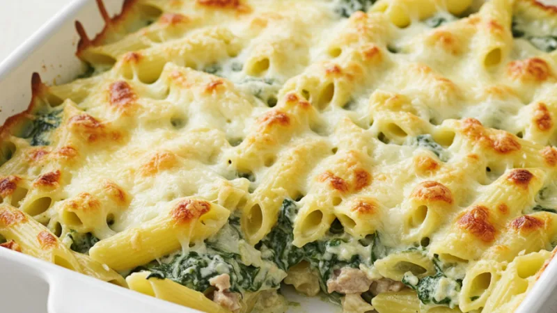 Baked Creamed Spinach Pasta