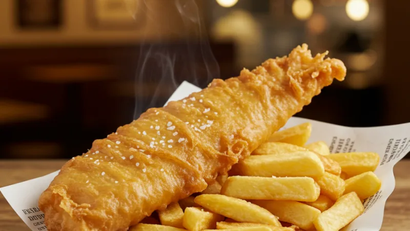 Recette traditionnelle de fish and chips britannique