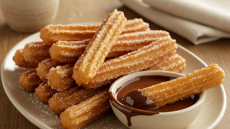 Traditionelle Spanische Churros mit Schokolade