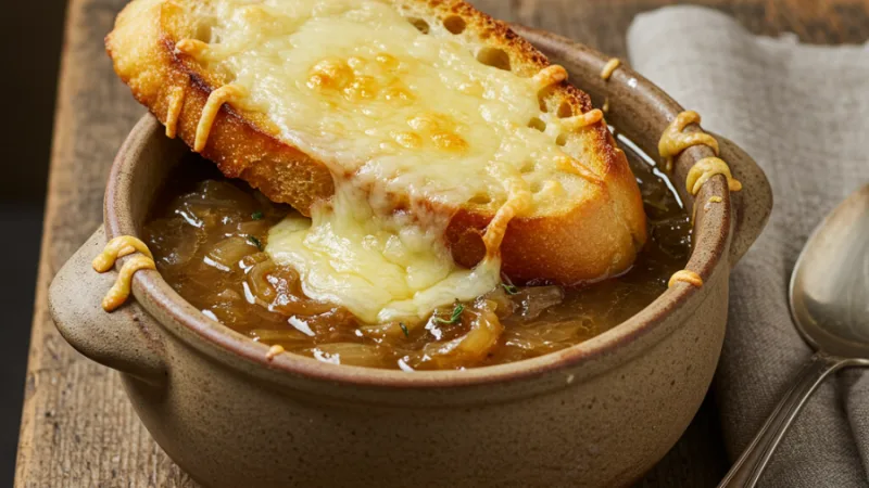Soupe à l'oignon gratinée