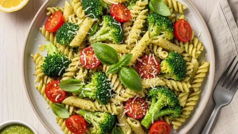 Salade de pâtes au pesto de brocoli maison