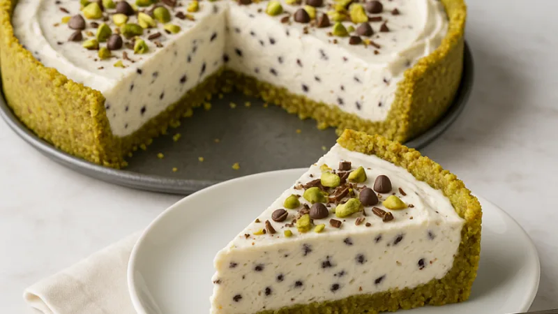 No-bake cannolitaart met pistachenoten