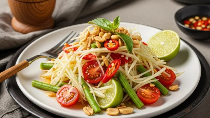 Recette authentique de salade de papaye verte thaï