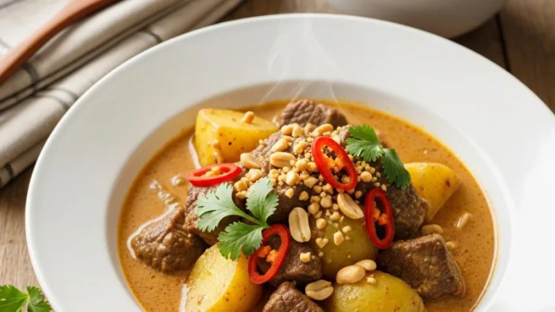 Curry Massaman thaïlandais au bœuf crémeux