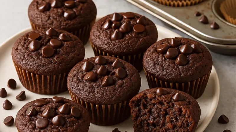 Muffins double chocolat courgette à la farine d’amande