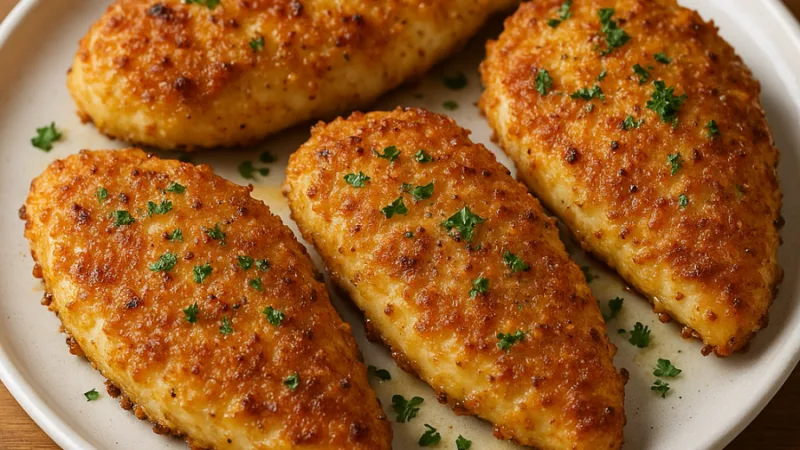 Poulet croquant à la croûte de parmesan recette