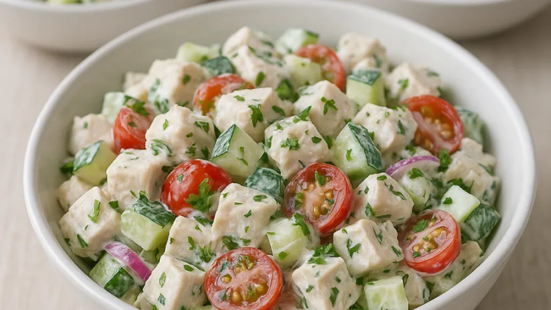 Salade de Poulet Protéinée au Yaourt Grec
