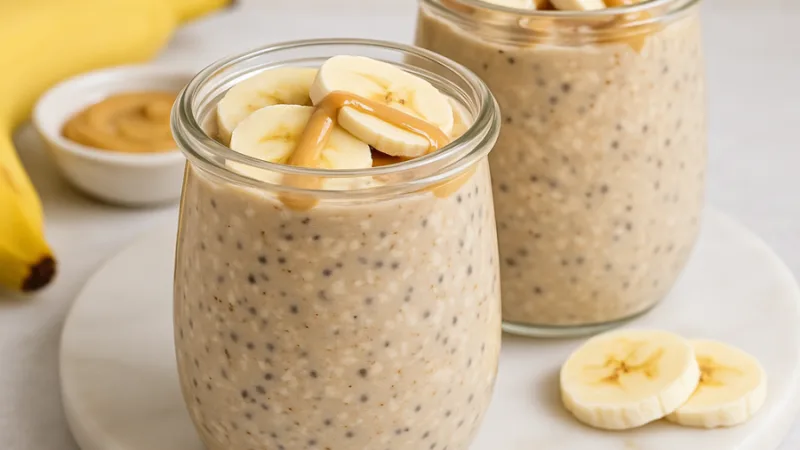 Erdnussbutter Bananen Overnight Oats
