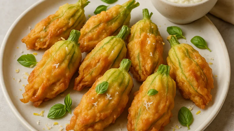 Courgettebloemen met ricotta