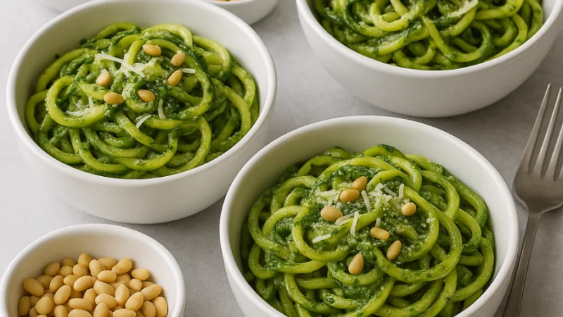 Zucchininudler med Pesto