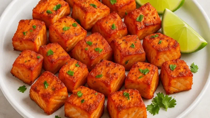 Bouchées de saumon chili-citron vert en friteuse à air