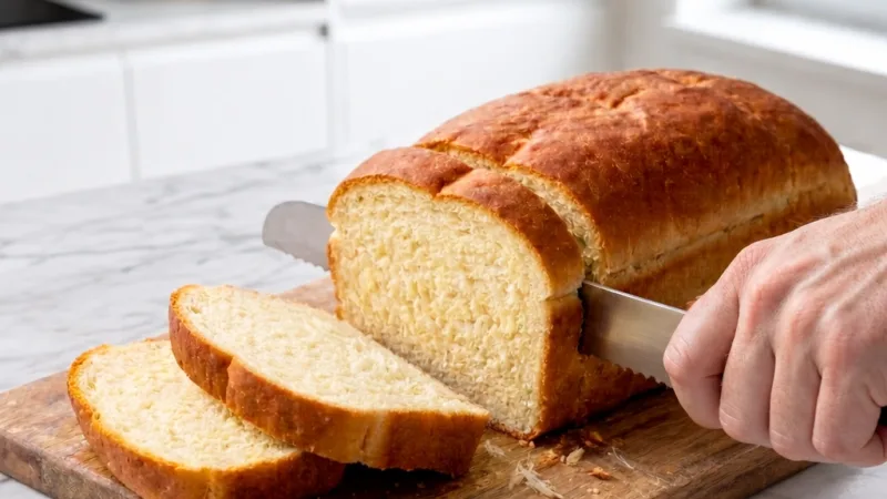 Pane dolce hawaiano con crosta dorata appena sfornato su tagliere
