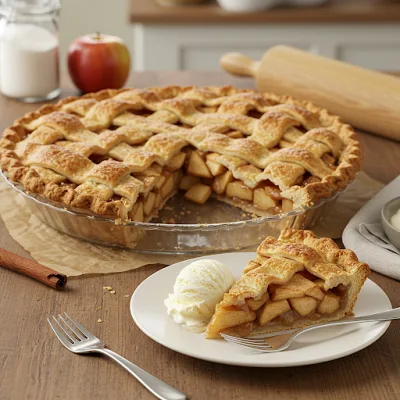 Recette de tarte aux pommes classique avec glace à la vanille