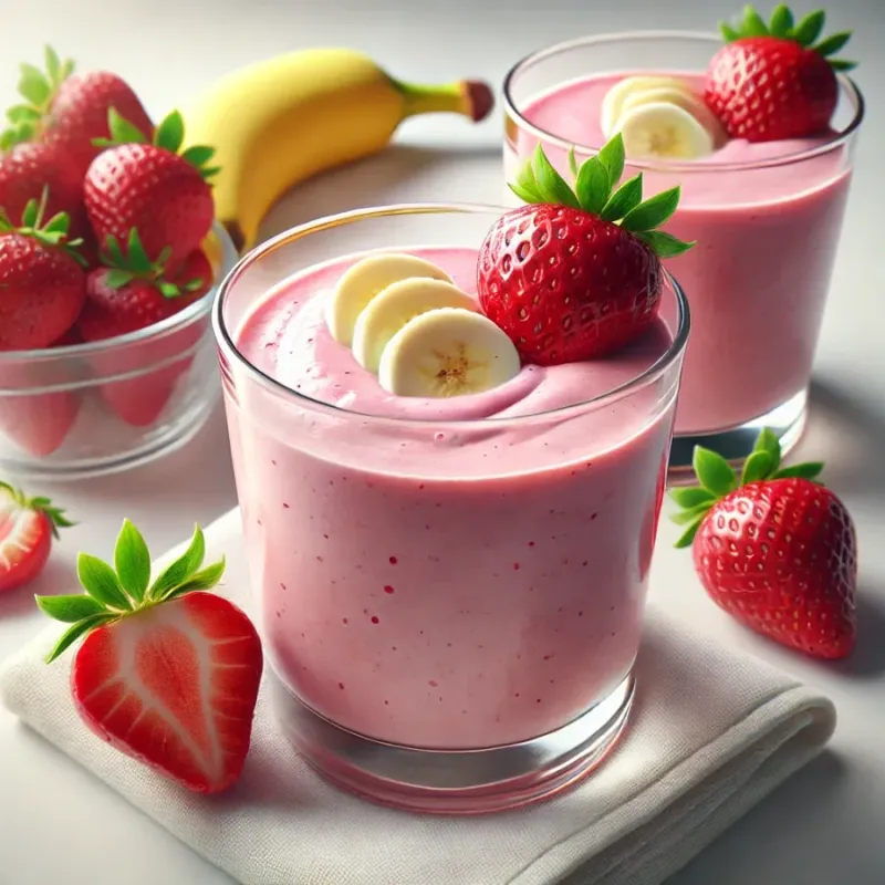 Receita Fácil de Smoothie de Morango e Banana