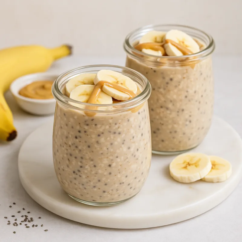Maapähkinävoi banaani overnight oats