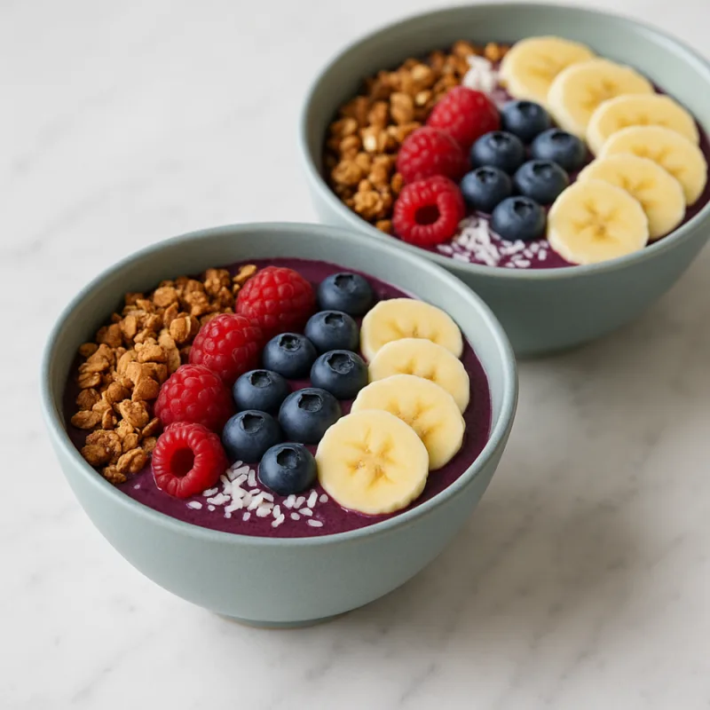 Trooppinen Açaí Bowl Marjoilla ja Granolalla