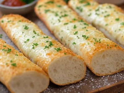 Recette de Bâtonnets de Pain au Fromage et à l'Ail