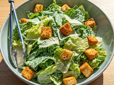 Receita clássica de salada Caesar com molho caseiro