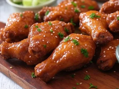 Knusprige Hähnchenflügel mit Honigglasur aus dem Ofen