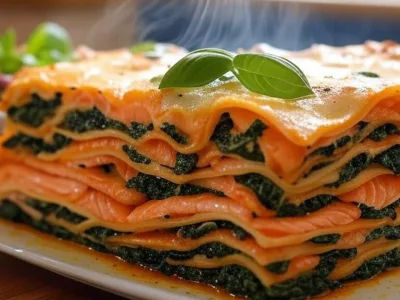 Lasanha saudável de salmão e espinafre