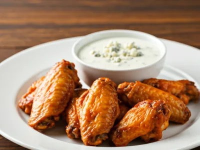 Hausgemachte Buffalo-Chicken-Wings mit Blauschimmelkäse-Dip