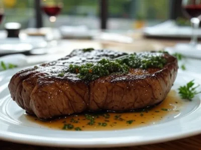 Saftiges gegrilltes Steak mit Chimichurri-Sauce