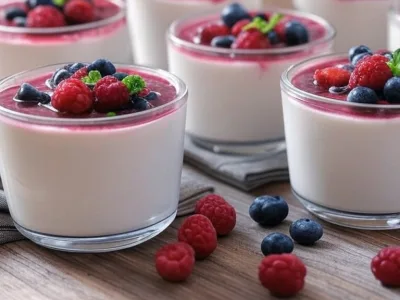Panna Cotta Clássica com Calda de Frutas Vermelhas