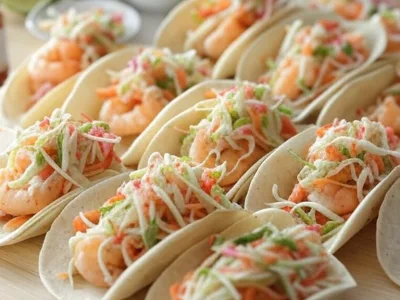 Tacos de Crevettes Rapides et Faciles avec Salade Crémeuse