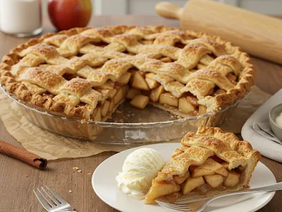 Klassisches Apfelkuchen-Rezept mit Vanilleeis