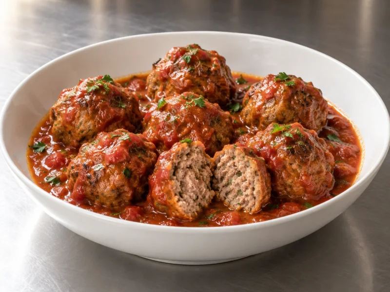 Boulettes de viande nappées de sauce tomate