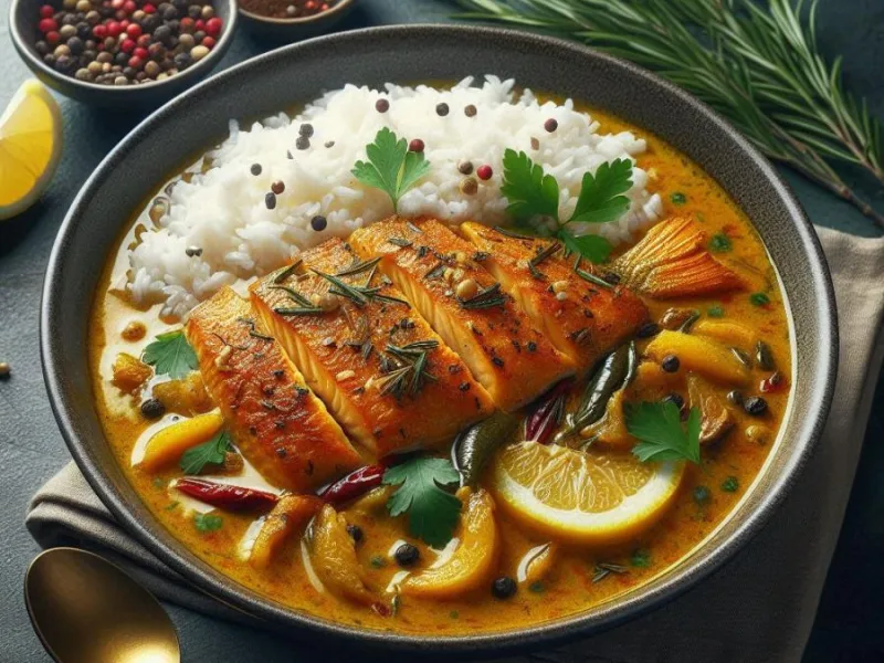 Fischcurry mit Reis