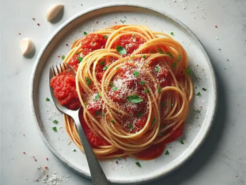Spaghetti à la sauce tomate et à l'ail