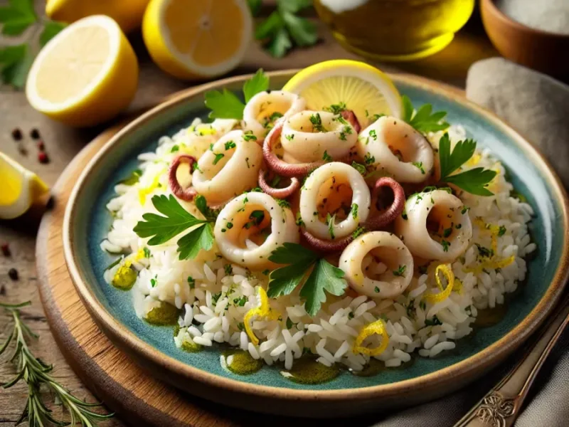 Calamares con arroz y limón