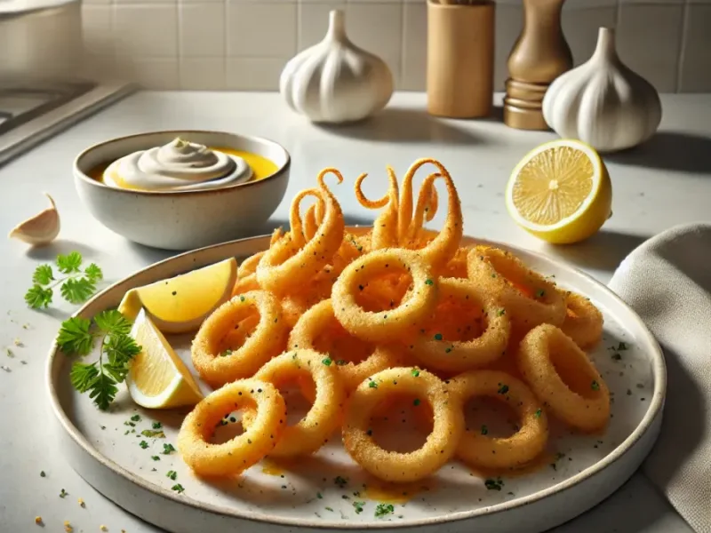 Calamars frits croustillants avec sauce