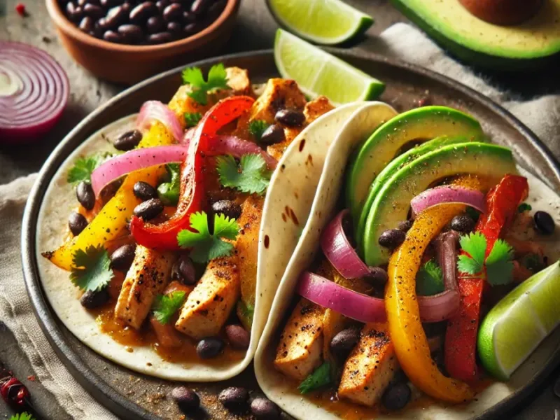 Fajitas au poulet et haricots noirs