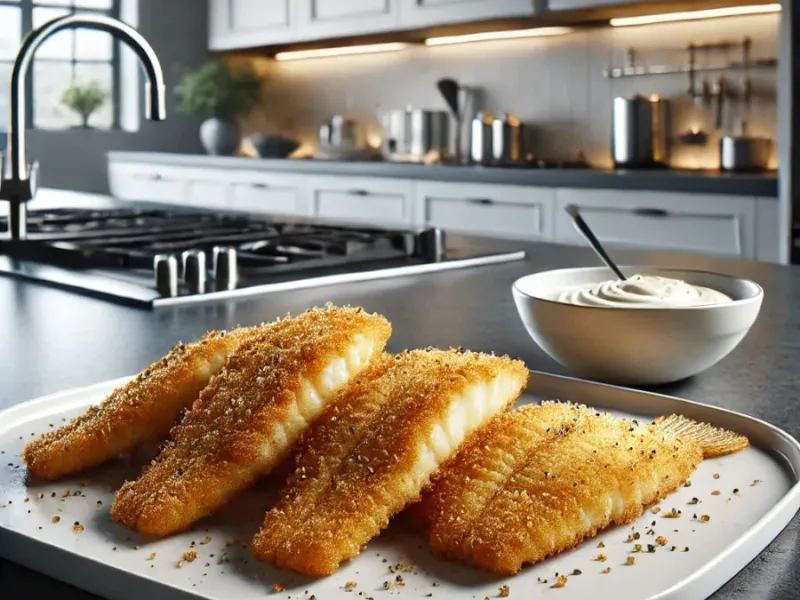 Fried halibut with tartar sauce