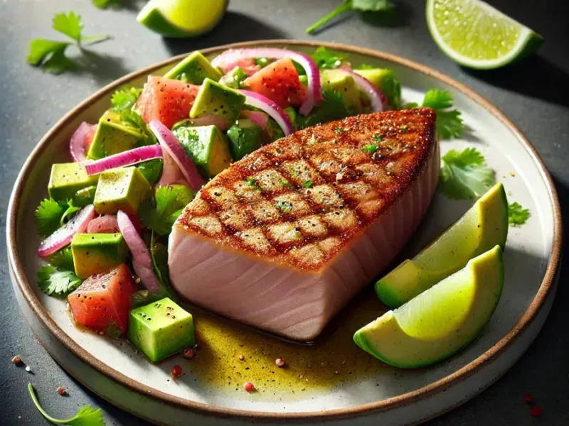 Filete de atún con ensalada de aguacate