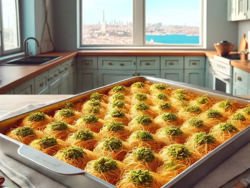 Autentyczne Tureckie Makaroniki Kadayif z Nadzieniem Pistacjowym