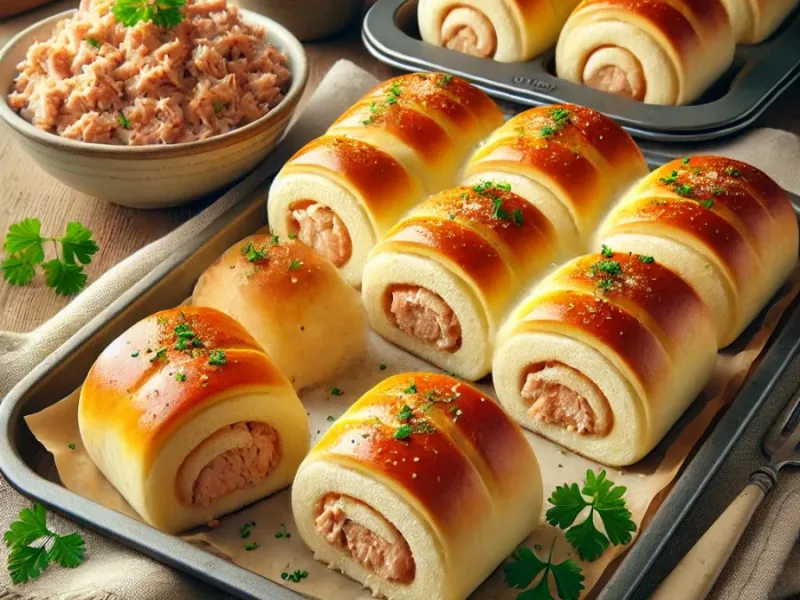 Flauschige Sauerrahmröllchen mit Thunfisch