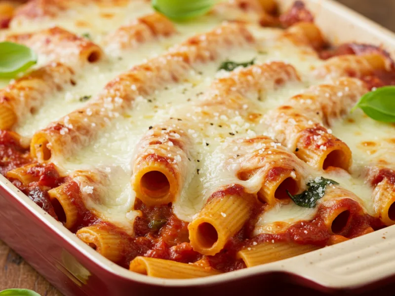 Receta fácil de ziti al horno con 5 ingredientes
